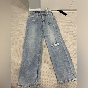 Ksubi Blue Straight Leg Jeans with Distressed Details
